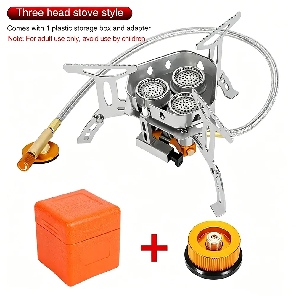 Ultra Light Foldable Wind Resistant Gas Stove 3 Burner Single Head Mini Portable Camping Stove High Flame for Beach Fishing Road