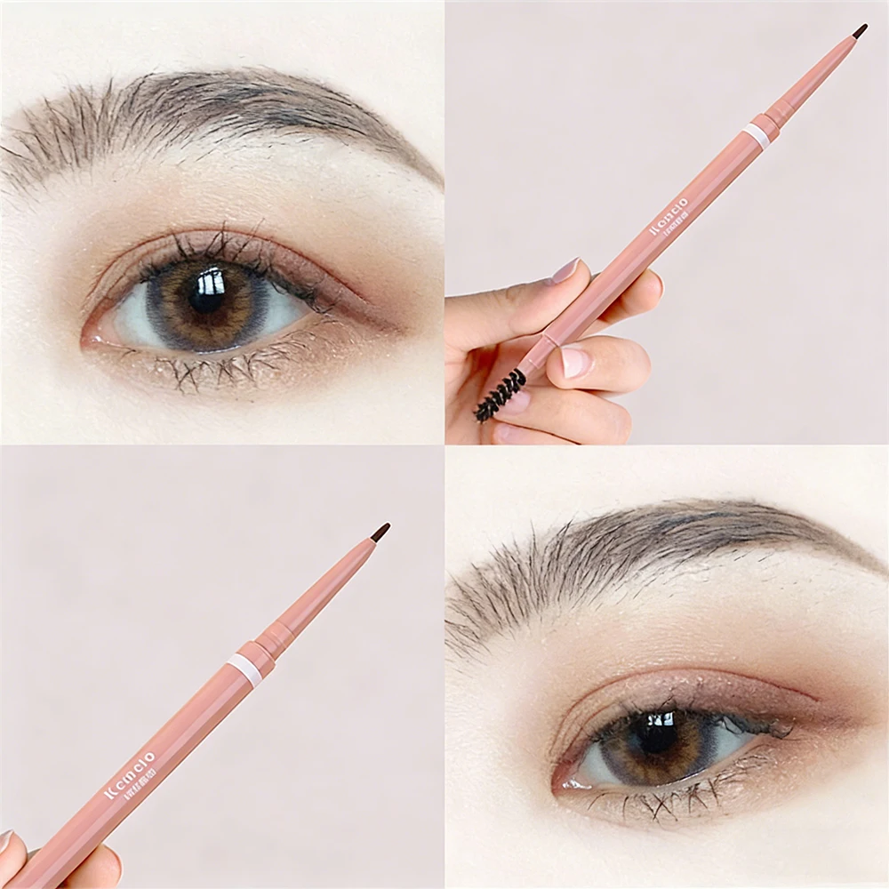 1,5 mm extrem feiner Augenbrauenstift, wasserfest, langlebig, schweißfest, automatisch drehbar, mit Pinsel, natürliches koreanisches Augenbrauen-Make-up, 1/3 Stück – Detail 16