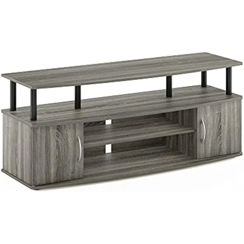 JAYA Large Entertainment Stand for TV Up to 55 Inch, French Oak Grey/Black muebles para el hogar  floating tv stand