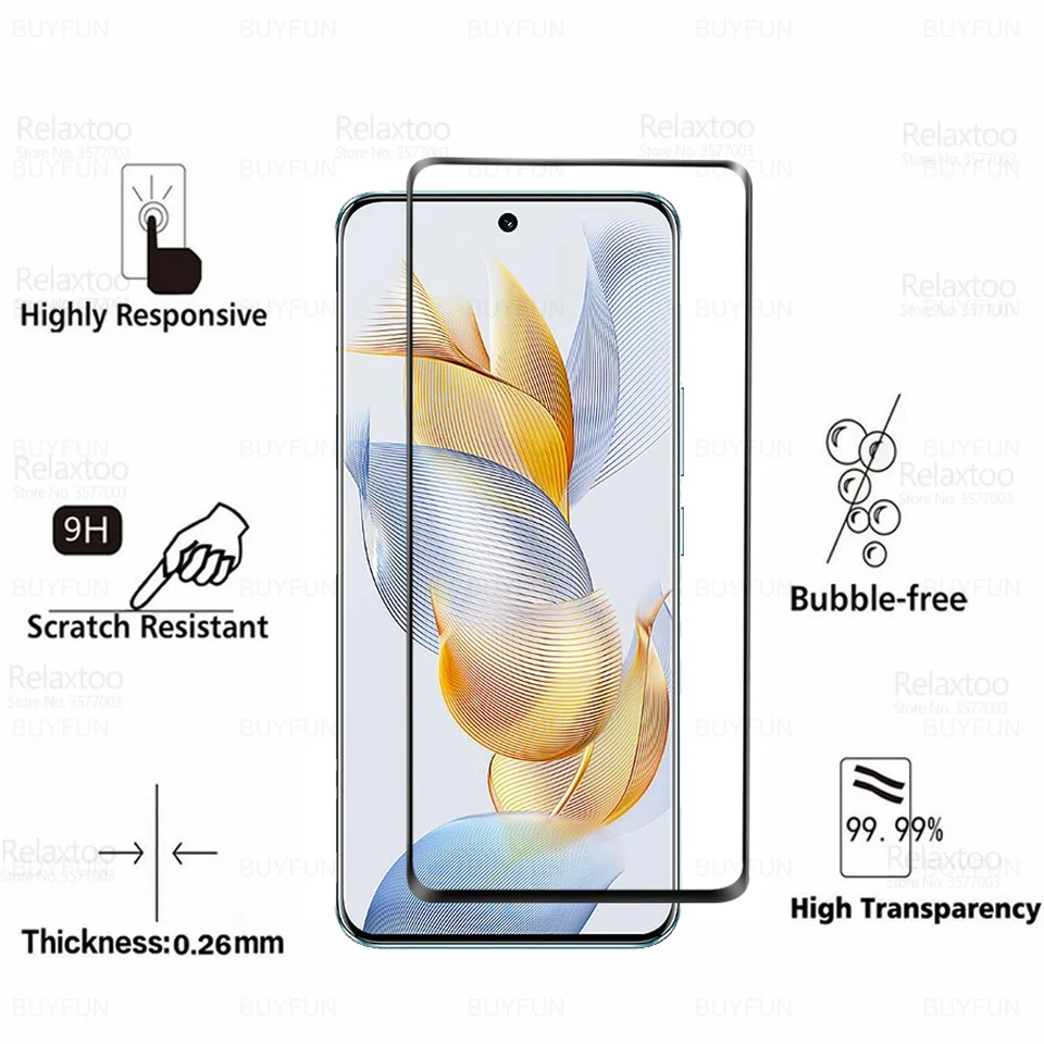 Vidrio Curvo 9D para Honor 90 5G Vidrio Templado 2 Piezas Protector de Pantalla Honor90 HONOR 400 Pro Honor400 400Pro Honor400Pro Película HD 2