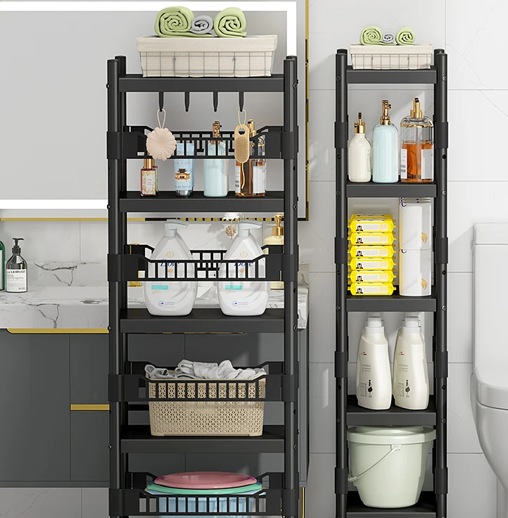 

Toilet storage rack, bathroom, toilet, toilet, toilet slot, storage rack, non perforated floor to ceiling storage cabinet