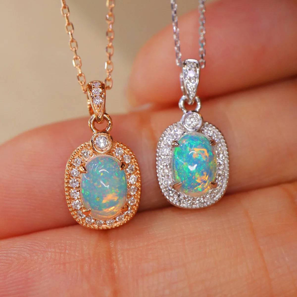 

Luxury 925 Silver Synthetic Australian White Opal Pendant Necklace 1ct Fire Opal Cushion Choker One of A Kind Rose Gold Jewelry