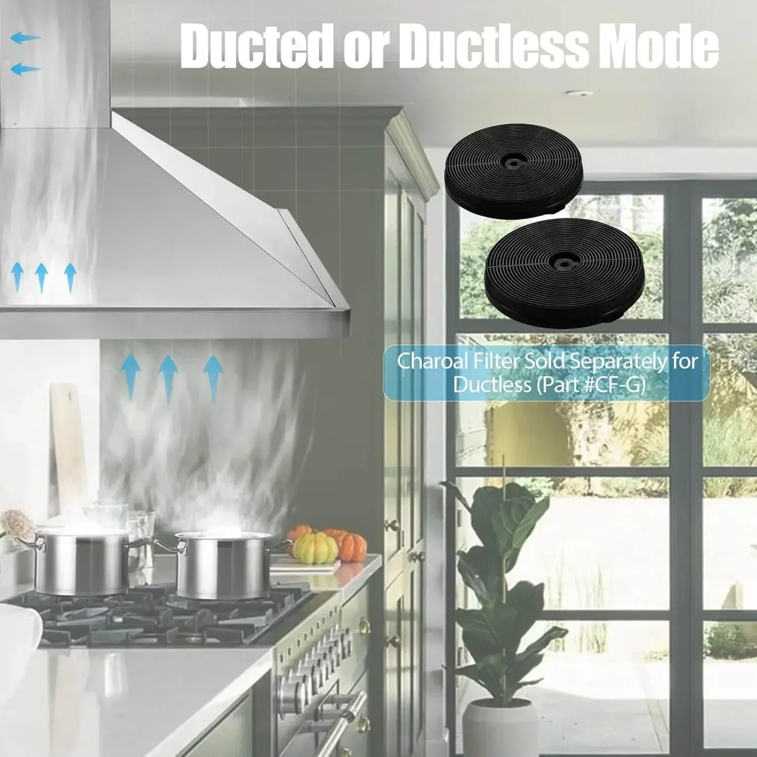 

Range Hood 36 inch Wall Mount Kitchen Hood 700 CFM with Ducted/Ductless Convertible Duct, Touch Control, Permanent
