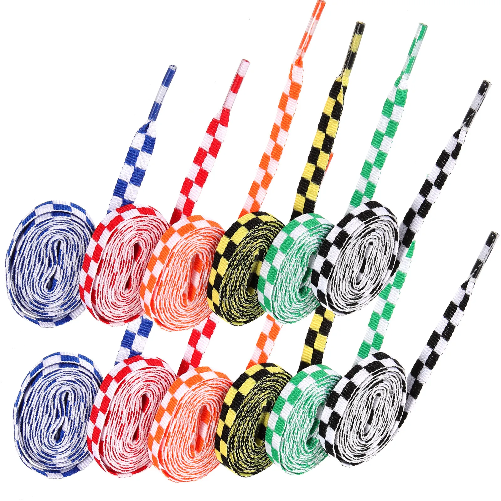 12Pairs Colorful Flat Shoe Laces Polyester Reusable Decorative Shoe Strings Replacement for Sneakers Sports Shoes