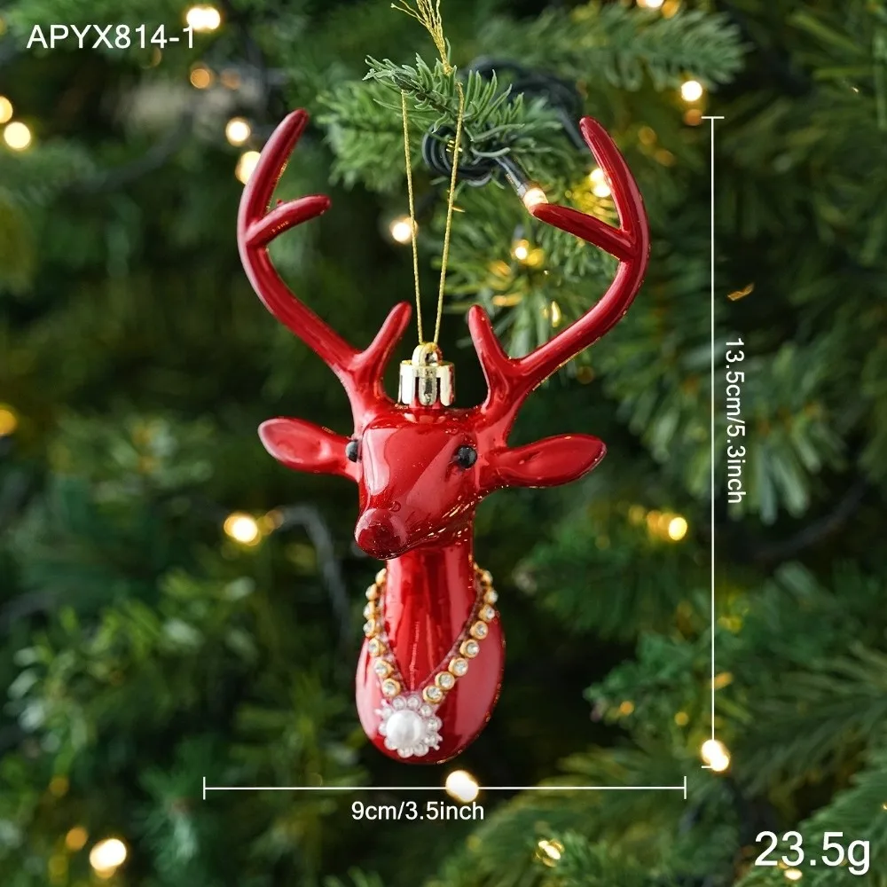 Bright Red Christmas Tree Ornament Elk Dog Camera House High Heel Plastic Made Plastic Hanging Pendant Hanging Cord Included