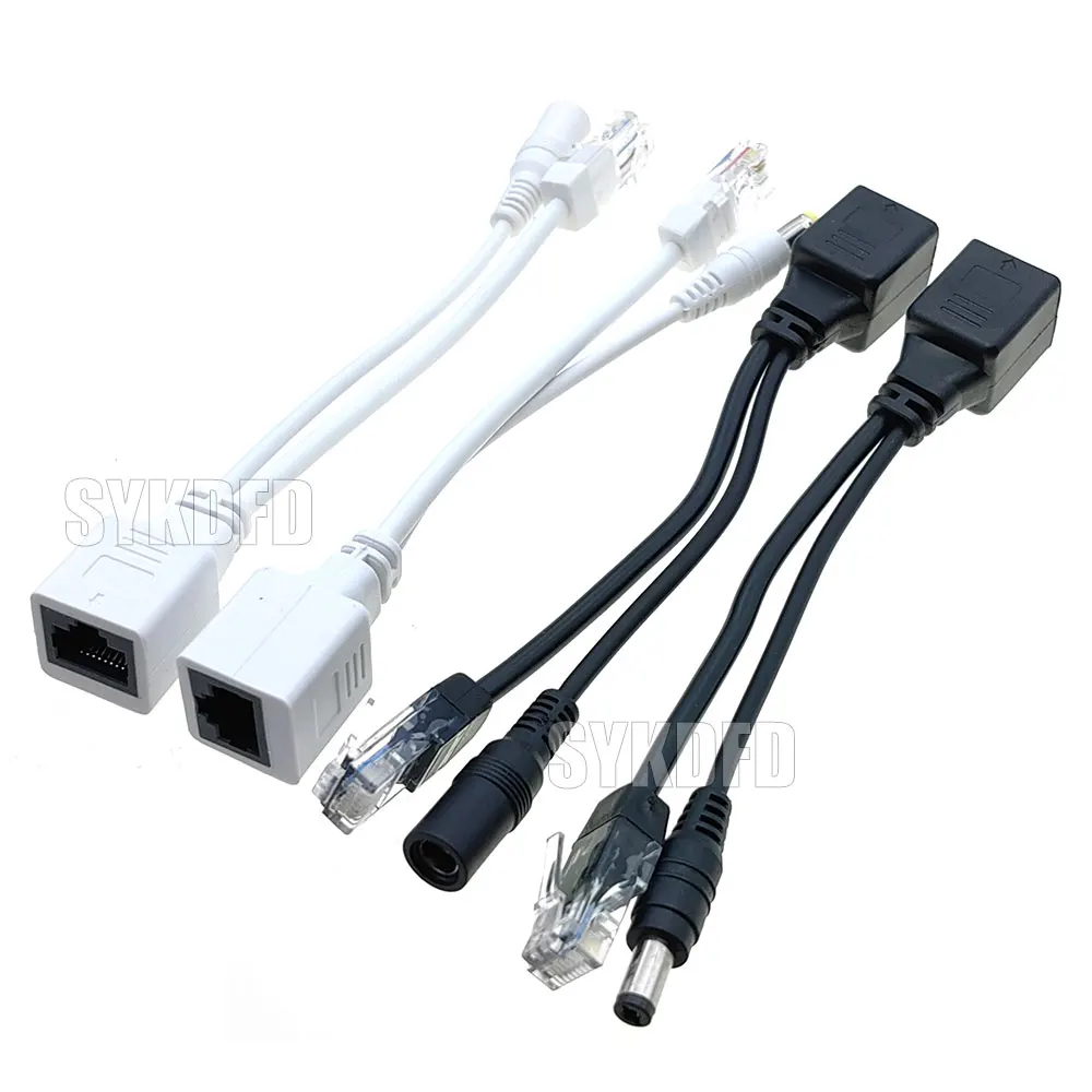 1Pair POE Cable Passive Power Over Ethernet Adapter Cable POE Splitter RJ45 Injector Power Supply Module 12v For IP Camea