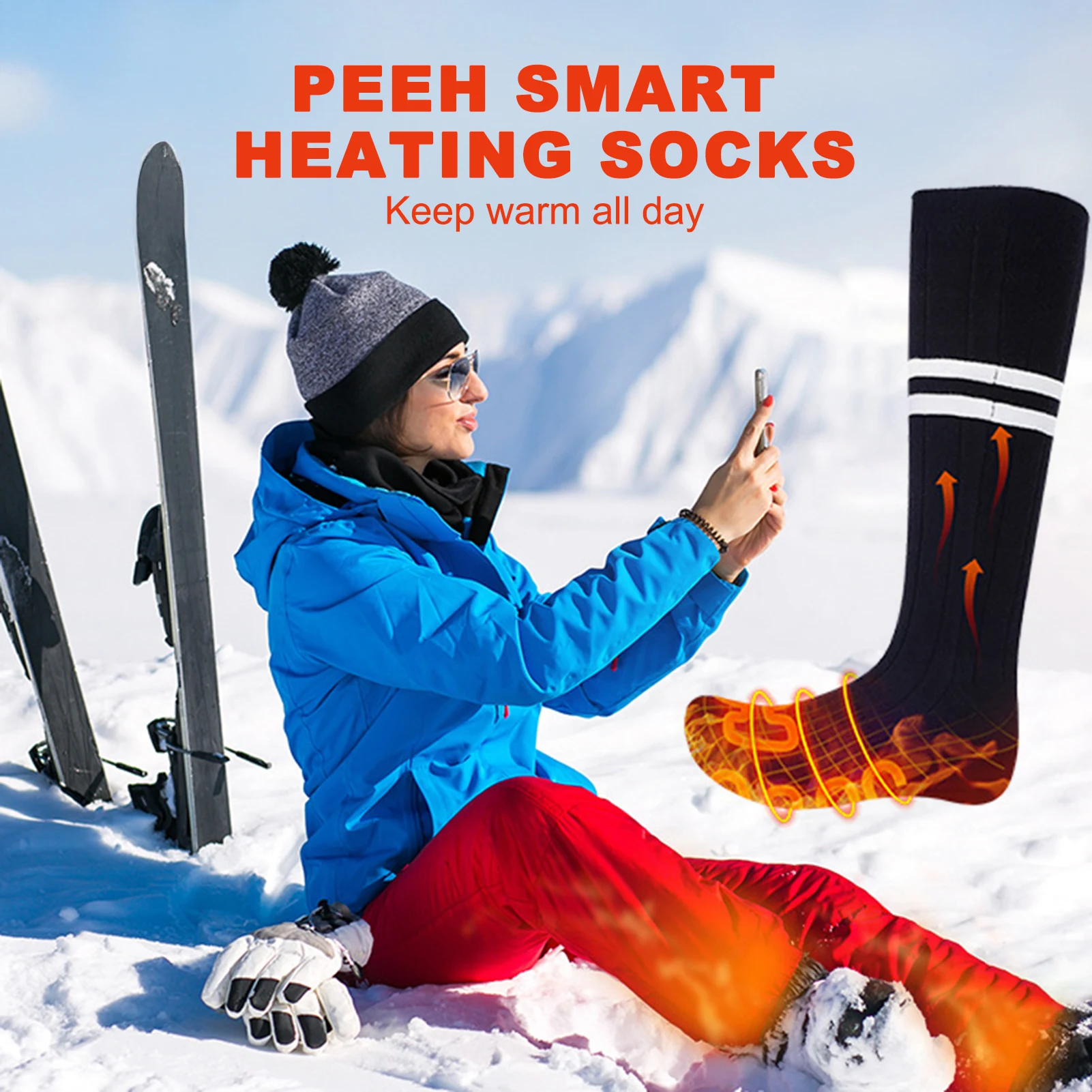 

Winter Heating Leg Warmer USB Charging App Controls Heating Socks Cycling Camping Skiing Windproof Warm Socks Sports Accessory