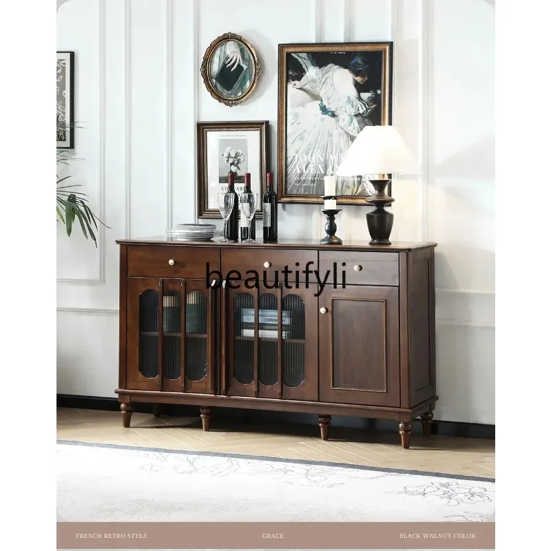 D2520 American solid wood side cabinet storage light luxury high-end restaurant cabinet French dining cabinet furniture