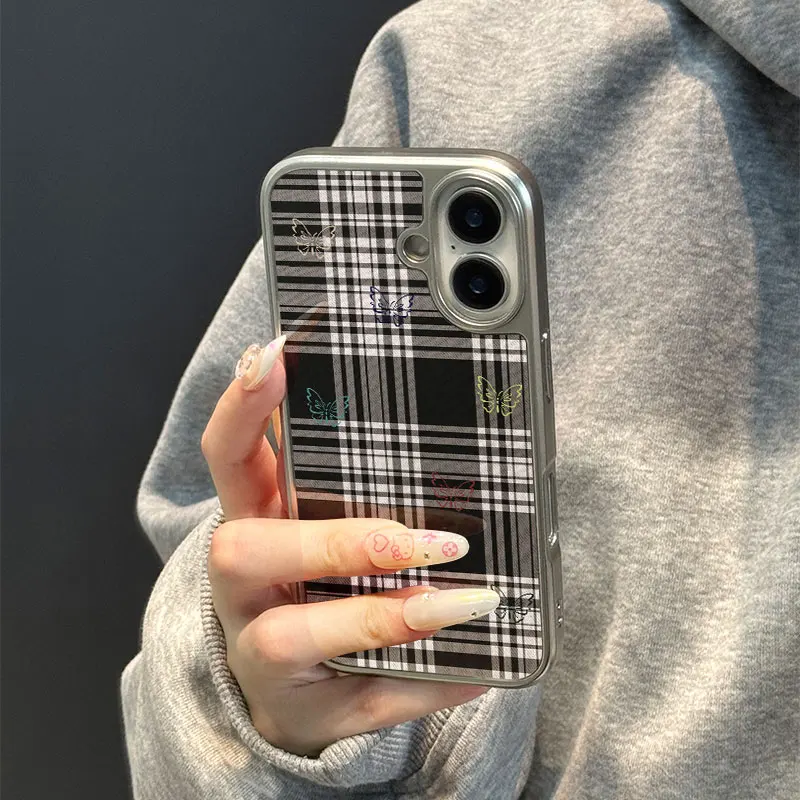 فراشة سوداء ورمادية نمط متقلب آيفون 11/12/13/14/15/16/17 برو ماكس الهواء زائد الايبوكسي جراب هاتف بولي TPU مكافحة الإفلات #5