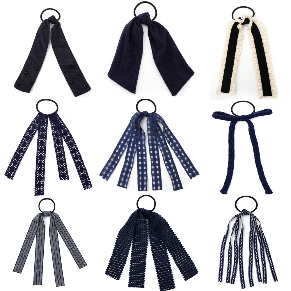 001W Navy BLue School Uniform Color GIrls Bow Hair Clips Fashion Headband HAir accessories