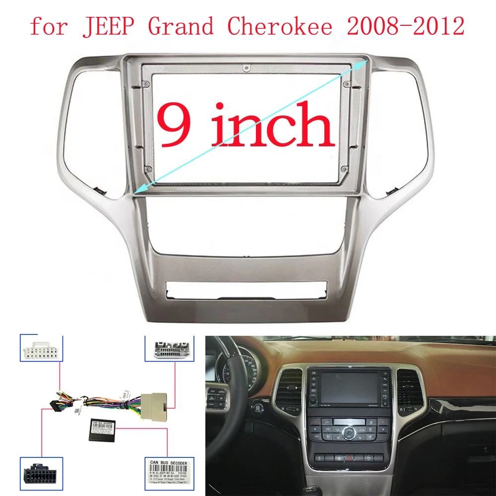 Car Radio Facial Frame For Jeep Grand Cherokee 2008 2009 2010 2011 2012 Panel Cd Dvd Player Audio Frame Dashboard Mount Kit