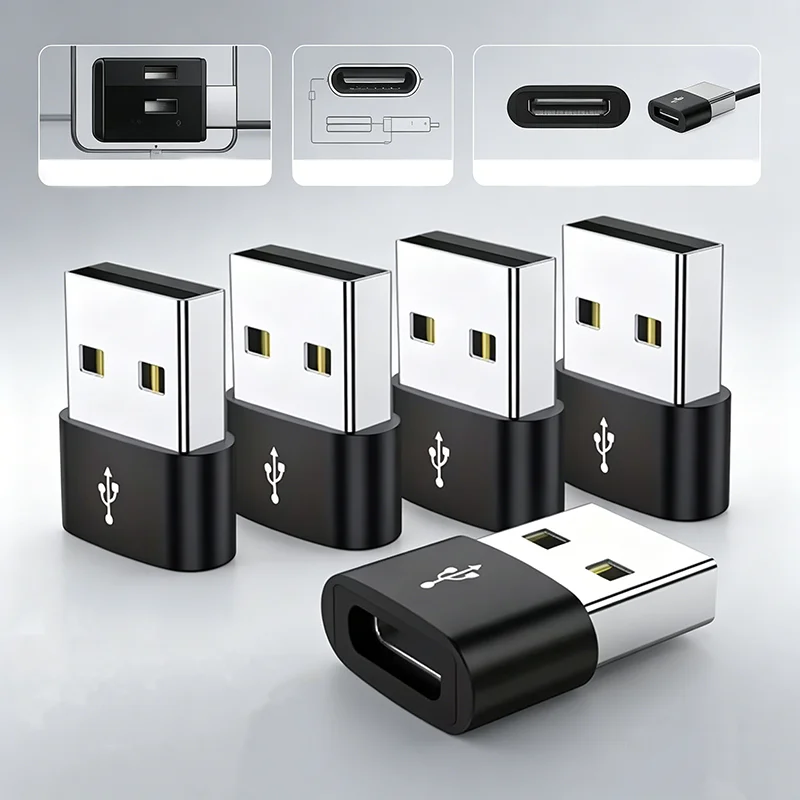 5PCS OTG USB to USB C Adapters Durable Metallic Build Universal Compatibility Including iPhone iPad Samsung S23 IWatch AirPods