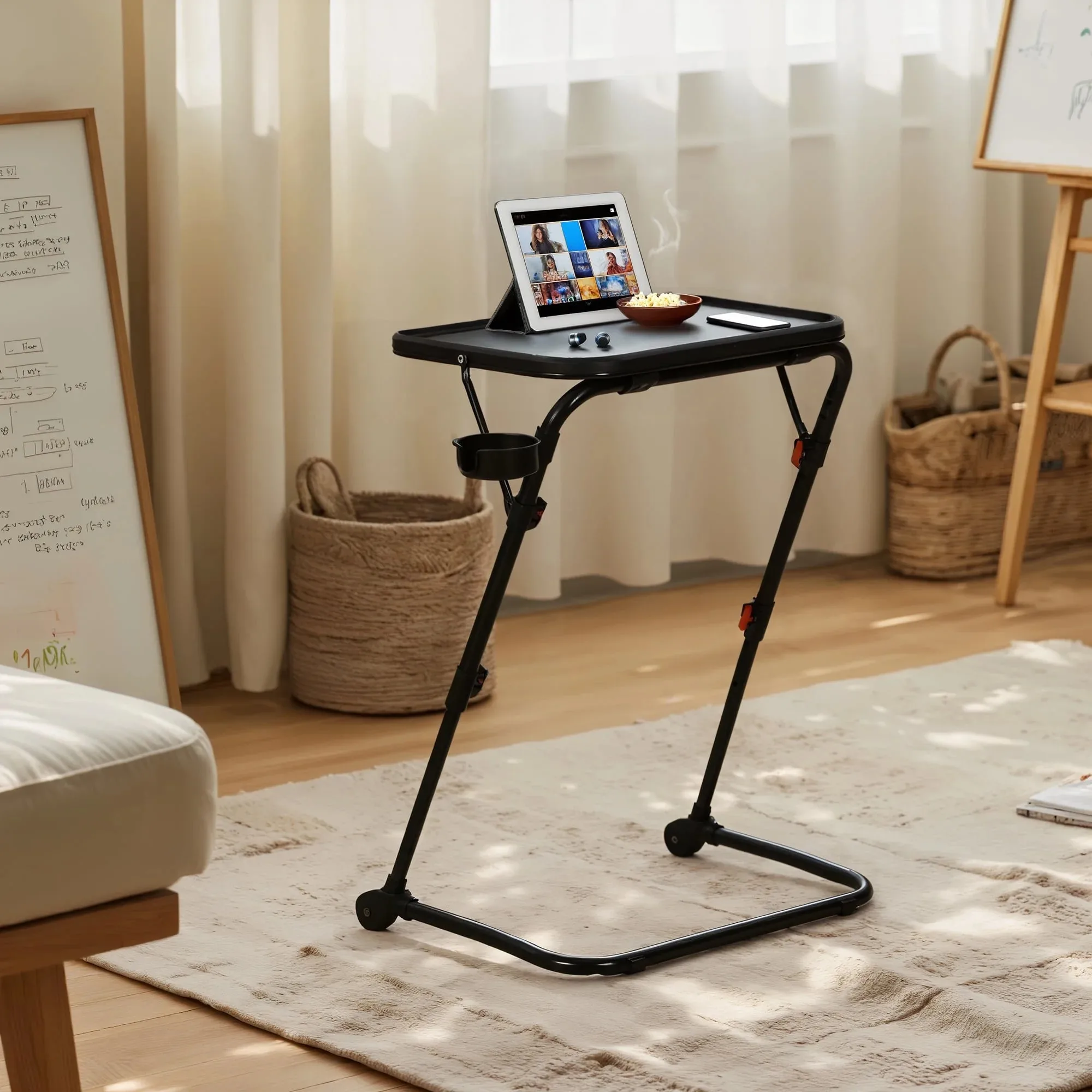 調節可能なライティングデスク、ホームオフィスワークステーション用の省スペース設計、ブラック、20.90 x 14.80 x 27.80インチ