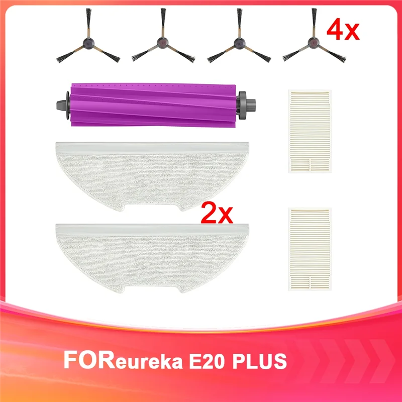 【Berserk】Replacement Kit For E20 Plus Robot Vacuum Cleaner: Rubber Brush, Edge-Sweeping Brushes, Hepa Filters, Mop Pads