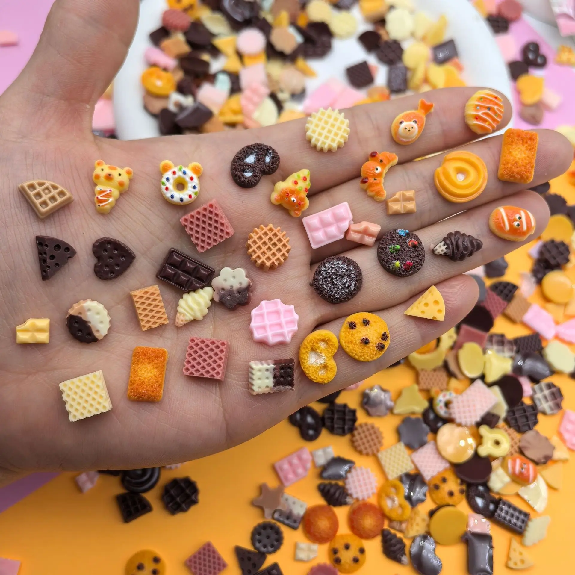 30pcs Mini Cookie Dessert Models 3D Food Cookie Series Resin Miniatures DIY Craft Accessories Dollhouse Decoration Supplies