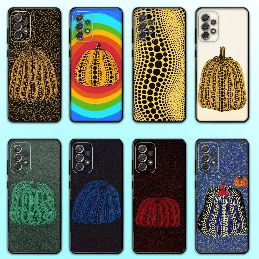 حافظة هاتف على شكل يقطين Y-Yayoi K-Kusama لهاتف سامسونج S25، S24، S21، S22، S23، S30، Ultra، S20، Plus، Fe، Lite، Note، 10,9,5G غطاء أسود