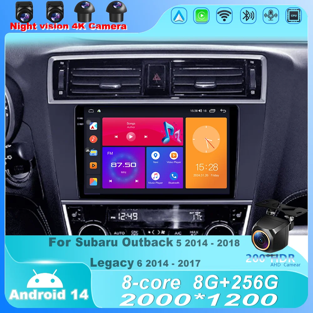 

Car Radio For Subaru Outback 5 2014 - 2018 Legacy 6 2014 - 2017 Android 14 Multimedia Navigation Wireless Carplay Head Unit 2din