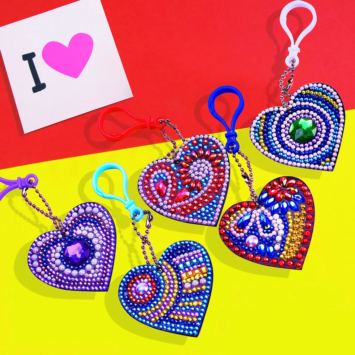 Creative cartoon special-shaped diamond painting heart shape keychain handmade DIY love gift ornament pendant