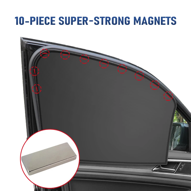 Premium Side Window Sun Shades - Magnetic Attachment & Foldable Design - Universal Fit for Most Cars SUVs & Trucks