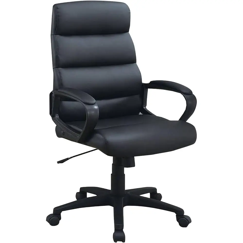 

Benjara Office Chair With Horizontally Tufted Padded Back, Black