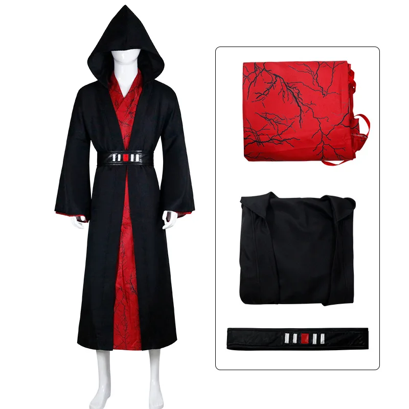 BRM Movie Cosplay Darth Sidious Costume Red Printed Robe Bla