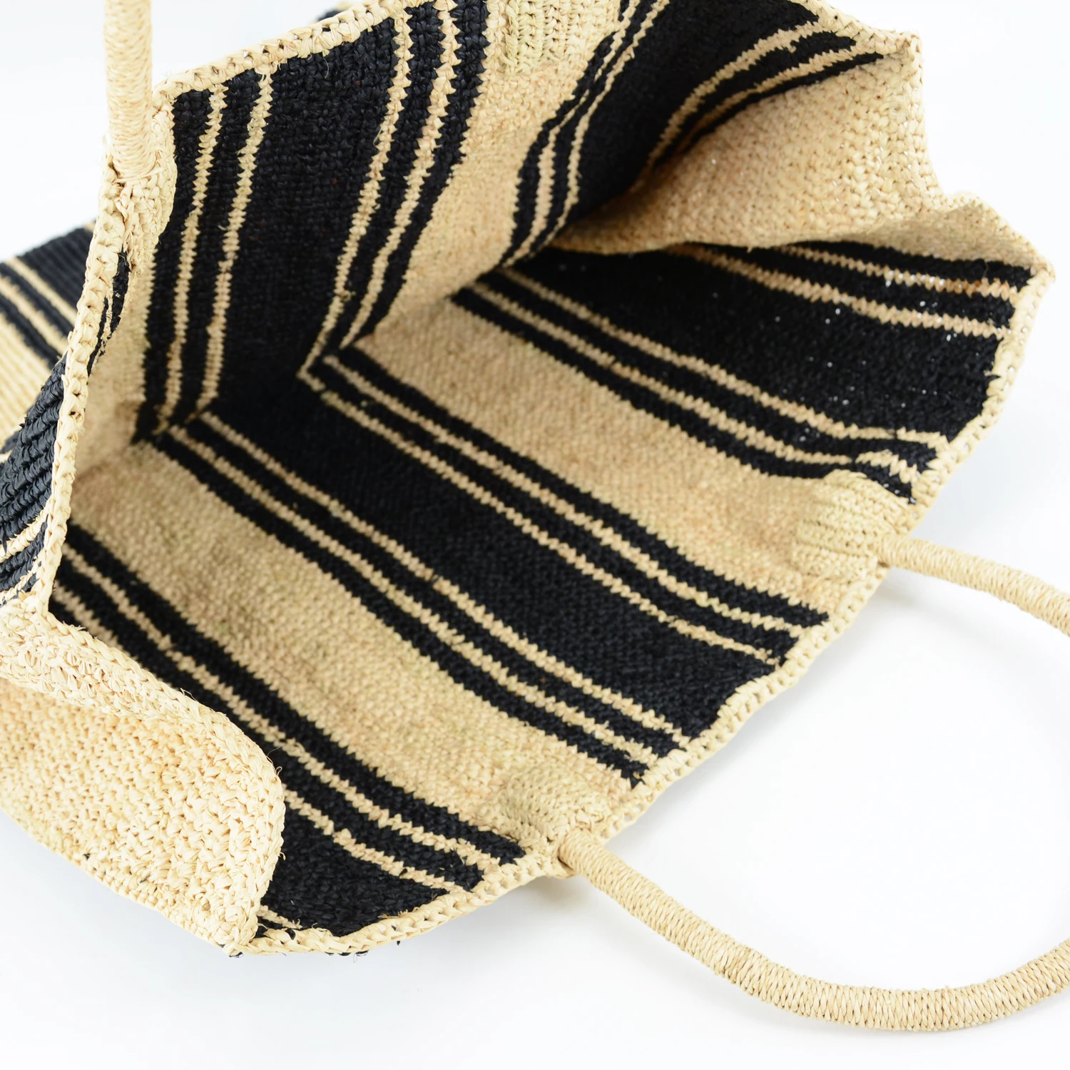 Handmade Crocheted Striped Raffia Casual Big Tote