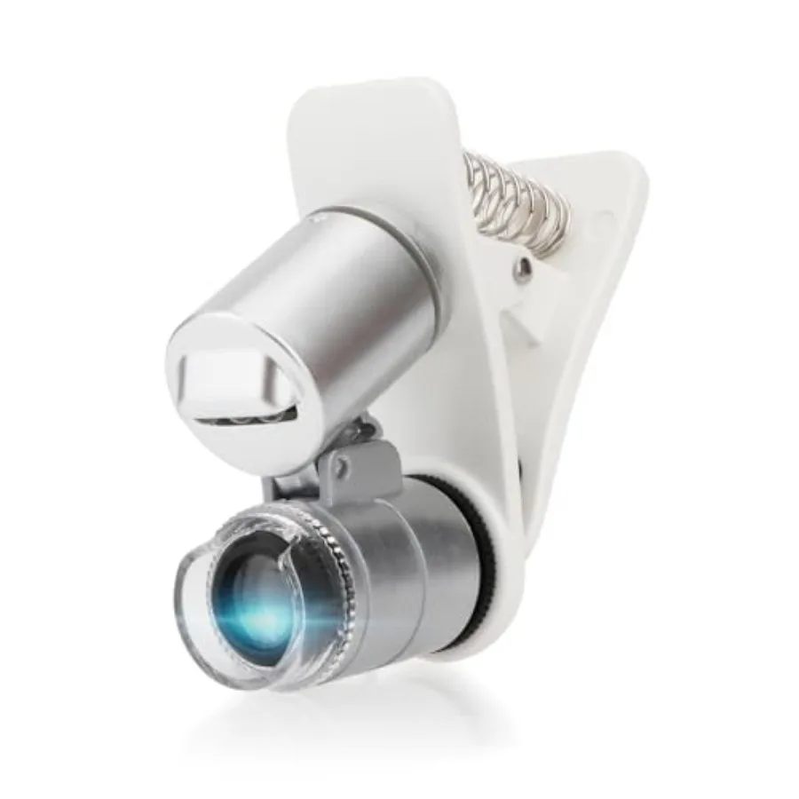 Clip-On Type Loupe 60X Zoom Microscopes Jewelers Magnifier Universal Micro Lens Jewelry Magnifying Glass with LED/UV Lights for