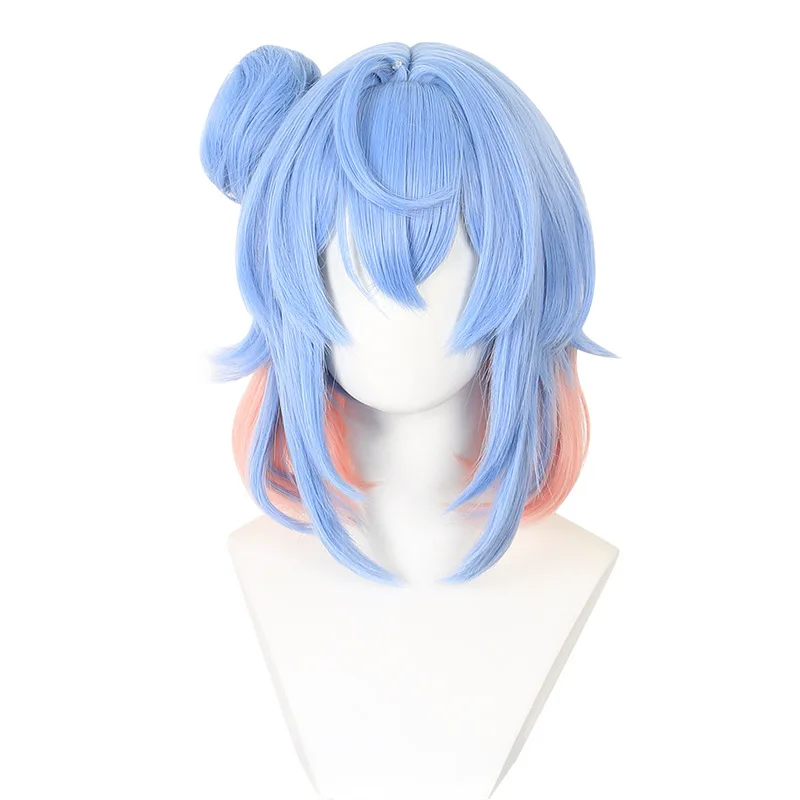 King Of Glory - Parrucca cosplay Time Witch Xiaoqiao - Capelli corti di colore misto blu con clip per bocca di tigre e chignon staccabile