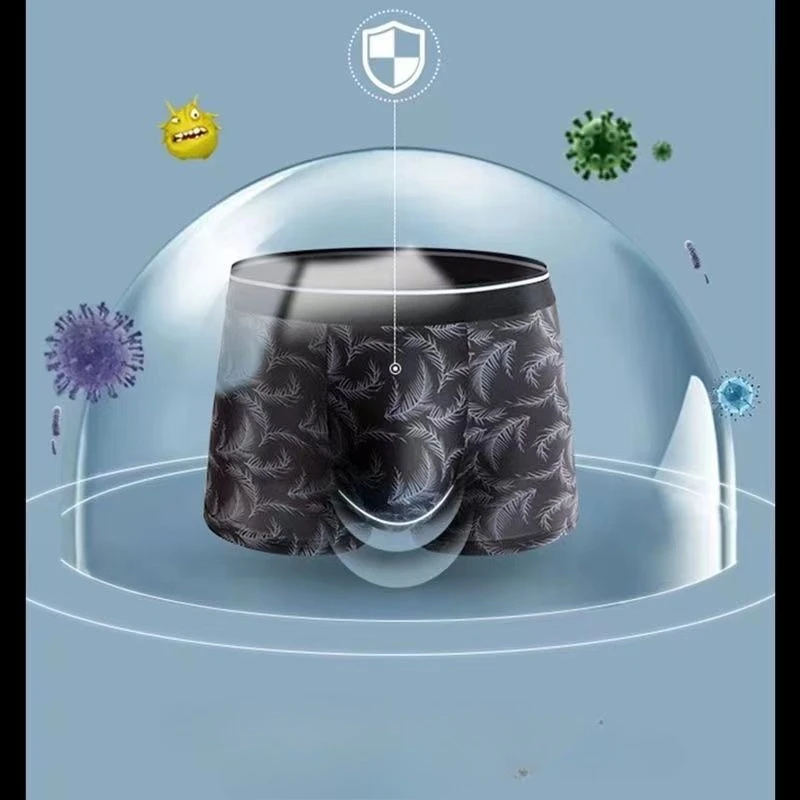 8 PCS Men's Underwear Men's Boxers New Fattened Plus Size Loose Fat Man Black Boxer Shorts Head Autumn and Winter Thin Quick-dry