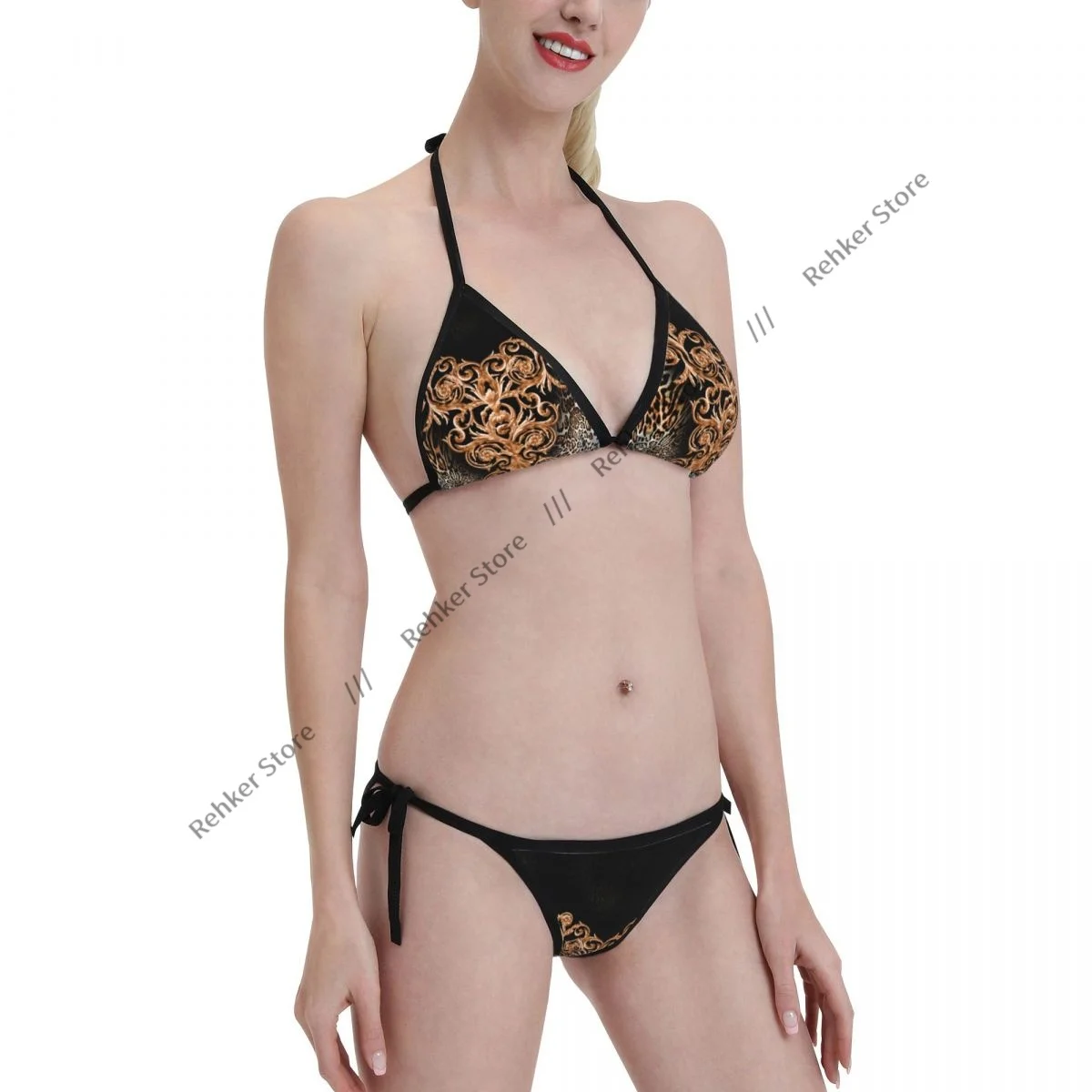 

Bikini Set Swimwear Women Swimsuit Sexy Push Up Swimming Bathing Suit Baroque Leopard Pattern Beachwear Summer Brazilian