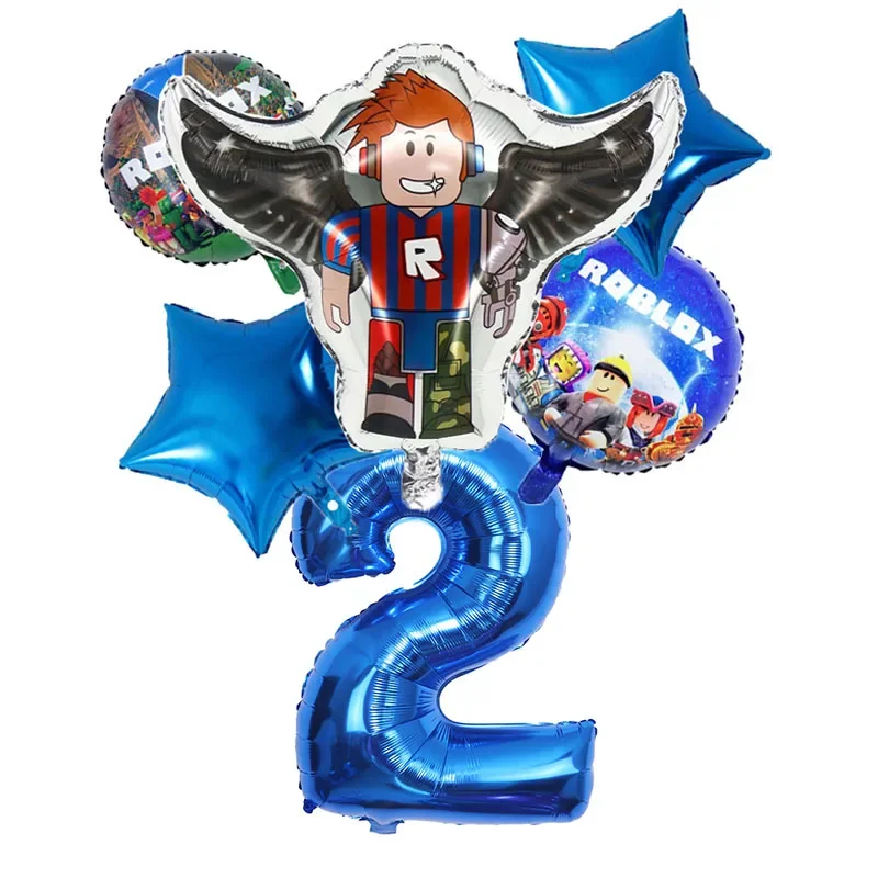 Roblox Balloon Set with Number Children\'s Birthday Party Decoration Supply Cartoon Character Aluminum Balloon Toys Kids Gifts