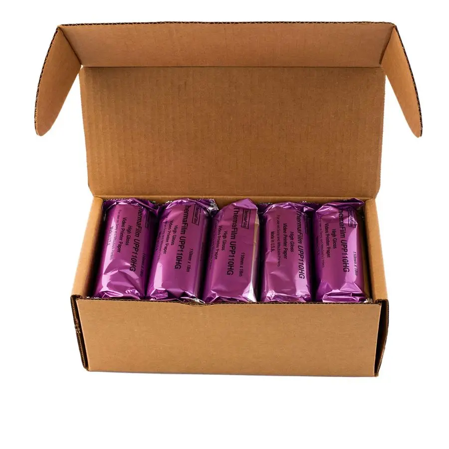 y Compatible con Mitsubishi UPP110HG Papel de película térmica para grabación de vídeo por ultrasonido de alto brillo 10 rollos, 110 mm x 18 mm