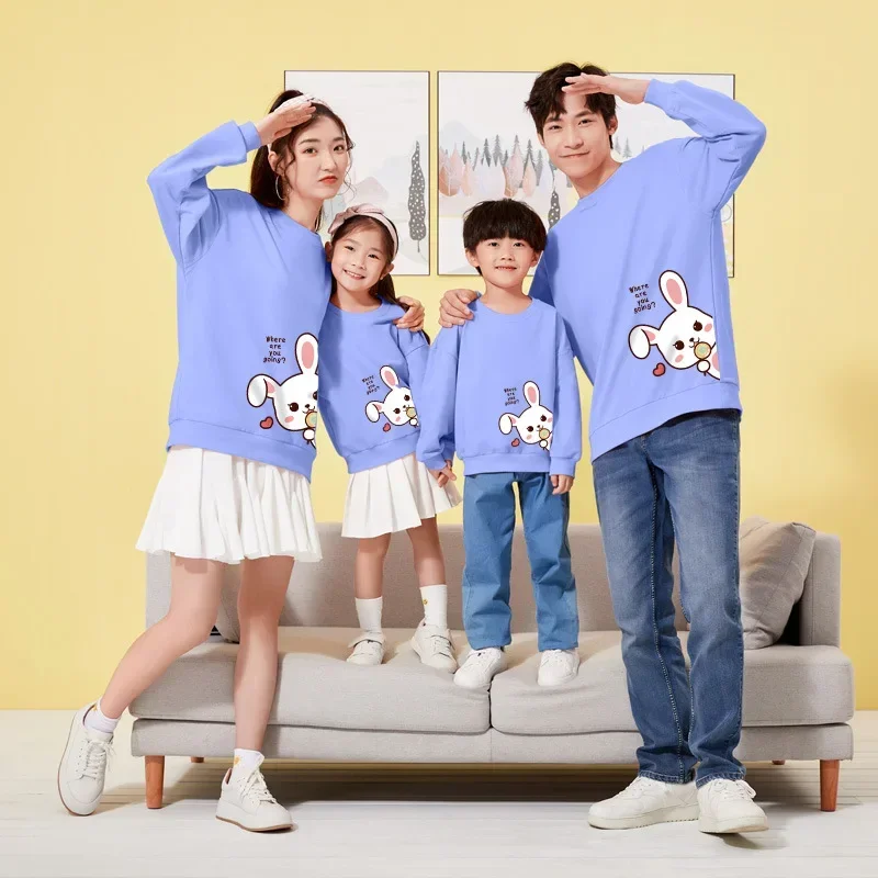 

Mother Daughter Tops Father Son Sweatshirts Pullovers Family Matching Outfits Cartoon Print Shirts Spring Autumn Couple Clothes