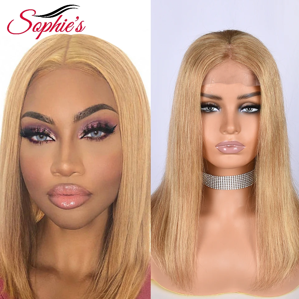 

Sophies Short Bob Wig 4*4 Lace Closure Human Hair Wigs For Women 27 Color Brazilian Hair Remy Hair 180% Density 16 Inches