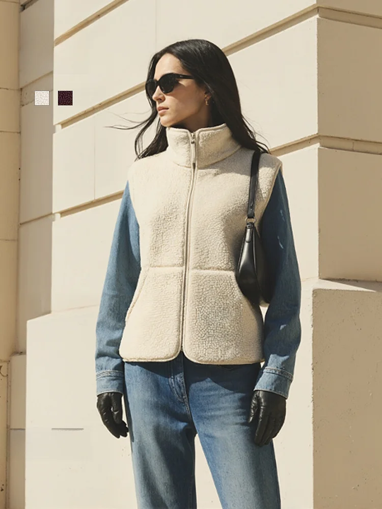 

Женская флисовая куртка H&M 2026: Новинка лета, утепленная, с пушистым эффектом, на молнии, стандартный крой, полиэстер
