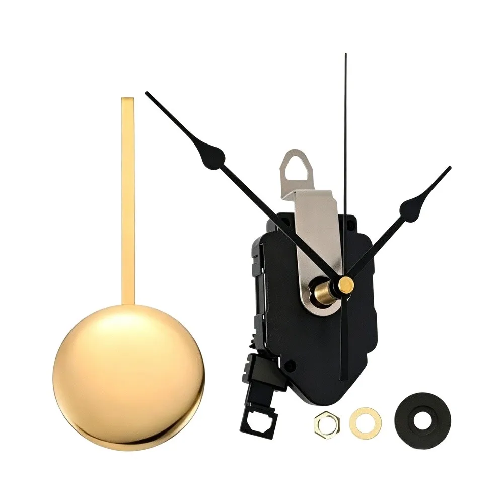 DIY Silent Quartz Clock Mechanism Kit Golden Pendulum Bob And 3 Hand Options For Home Decor