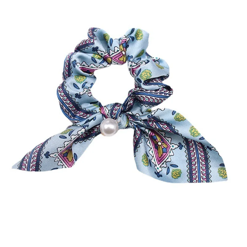 

Pearl Decorated Luxury Chiffon Scrunchies Set Silk-Like Bowknot Hair Ties for Women Girls Gift Package Ponytail Holders