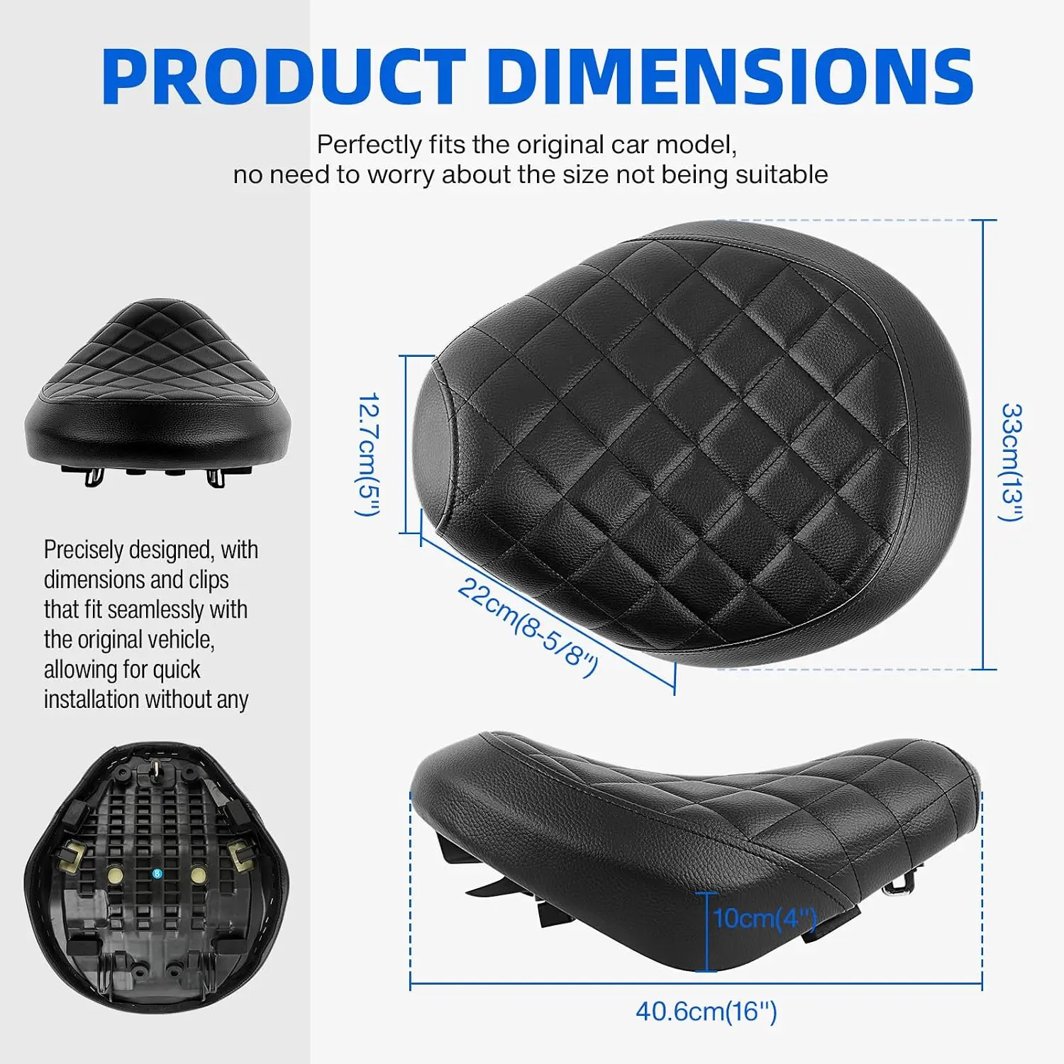 Motorcycle Solo Seat Silicone Cushion Front Rider Fit Honda Rebel CMX1100 2021-2025 Black Rhombus Pattern Rider