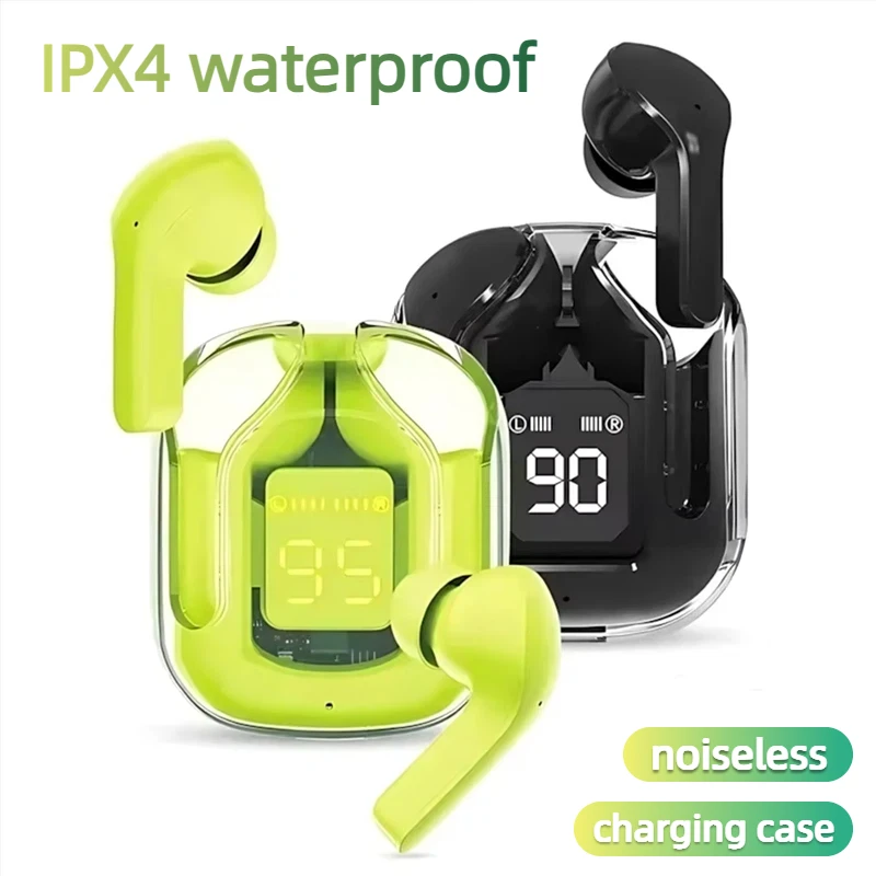 Auriculares Bluetooth 5.3 Digitales LED Portátiles con Carga Tipo-C, Resistentes al Agua IPX4, Baja Latencia, Sin Ruido, Auriculares Inalámbricos Universales