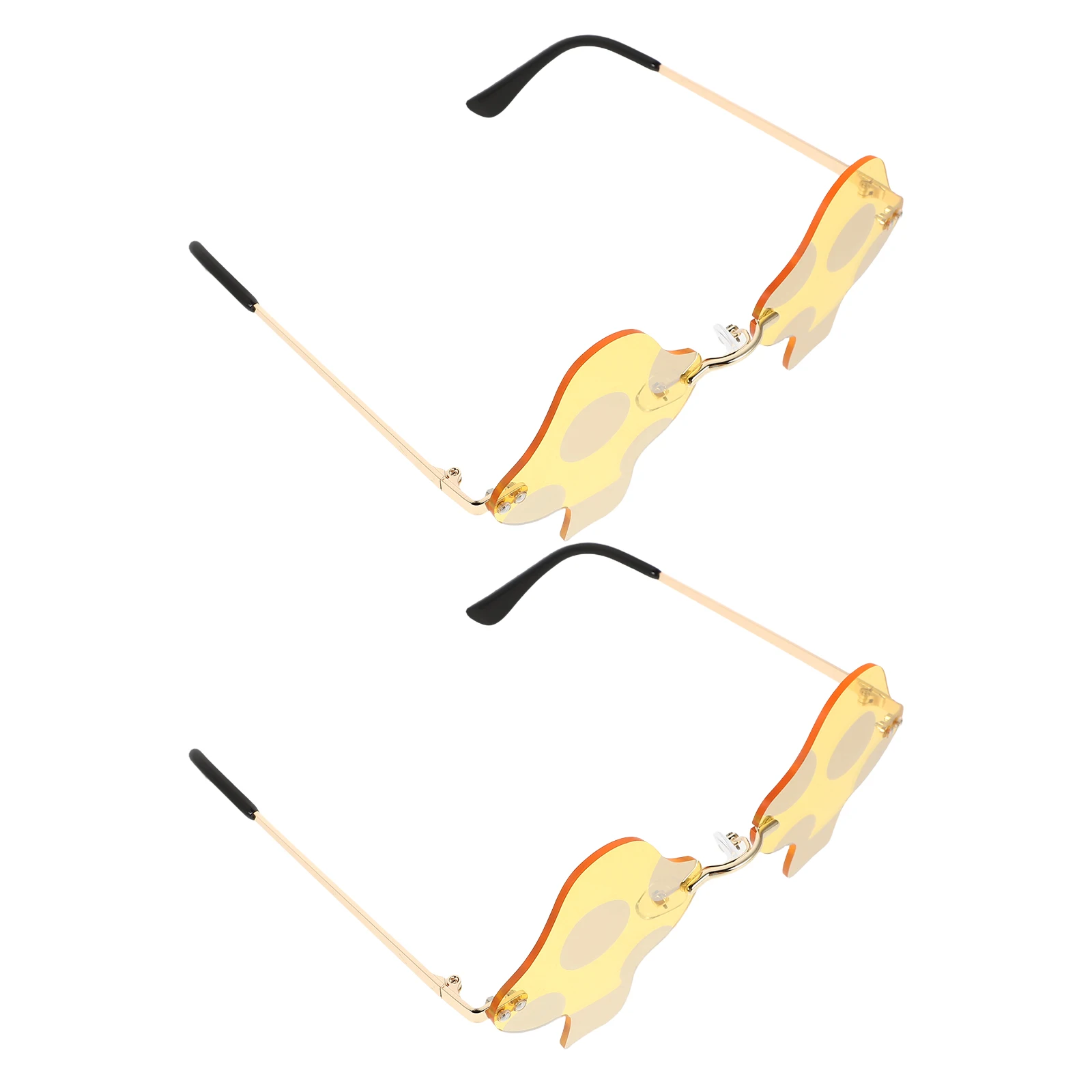 

2 Pcs Glasses Creative Sunglasses Photo Prop Festival Eyewear Irregular Mushroom Shape Yellow Funny Travel