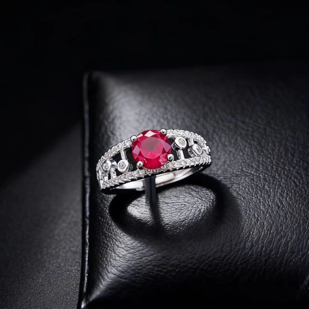 European and American fashion stars' identical style - One-carat emerald and ruby ring - Eye-catching wedding jewelry for brides