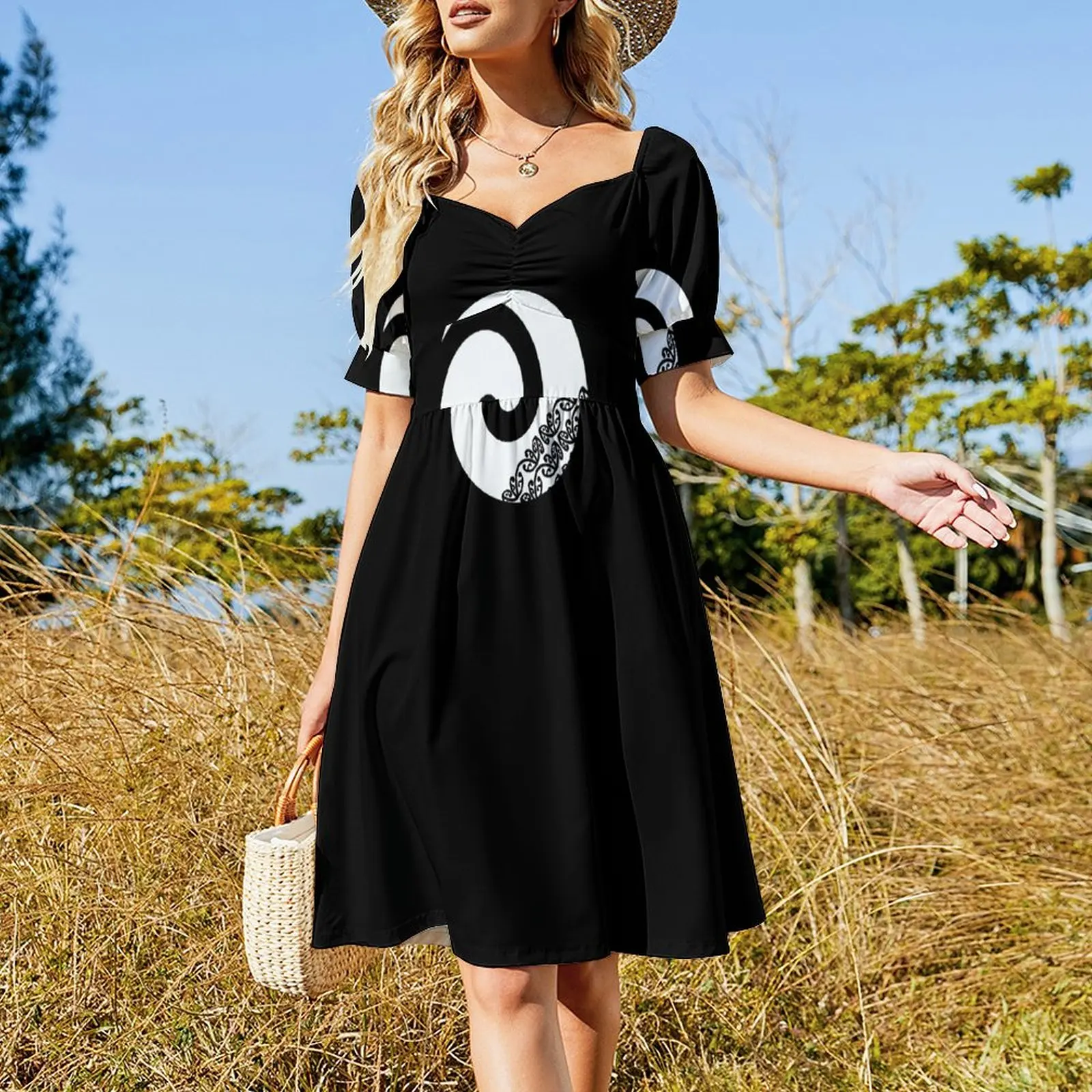 Maori Koru New Beginnings Icon White Short Sleeved Dress prom dresses 2025 Clothing female dresses korean style Dress