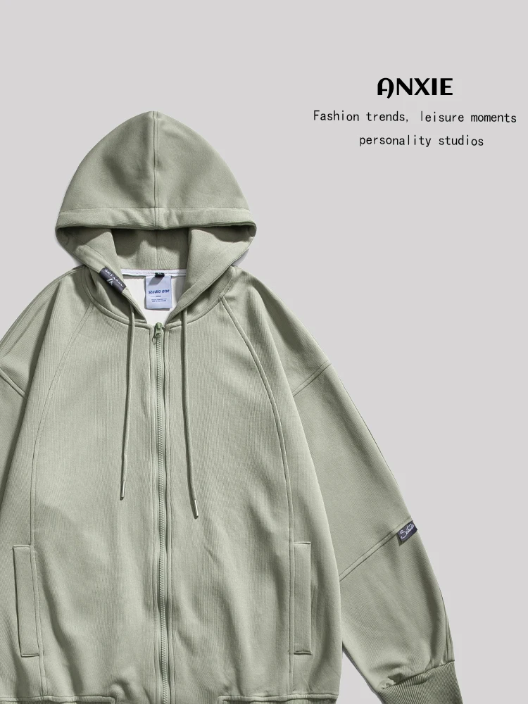 

ANXIE Trendy Brand Hooded Open Cardigan Sweatirt Women's Patchwork Design Youth ular Cotton Polyester Blend