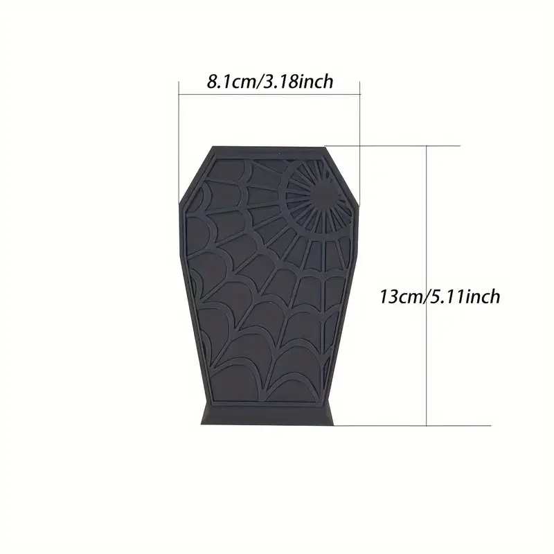 Gothic Coffin-Shaped Spider Web Makeup Brush Holder - Lightweight Plastic Desk Organizer for Vanity or Office Decor