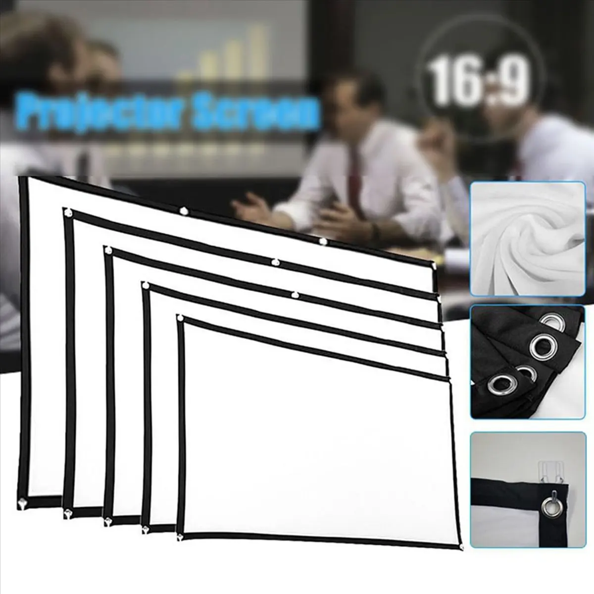 N15R NEW-Portable Projector Screen for Home Theater Outdoor HD White Foldable Anti-Crease (100Inch)
