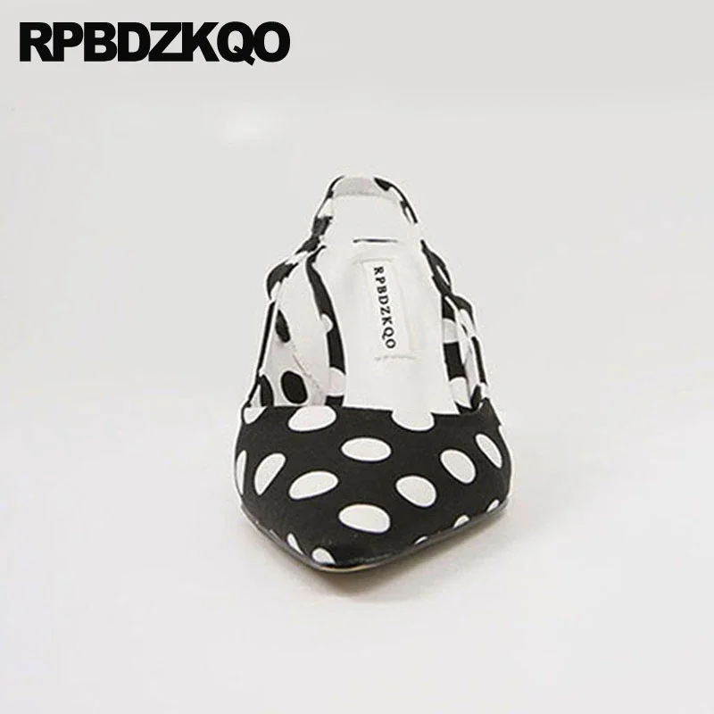 Kitten Heel Plus Size Pumps Stiletto Holiday Sandals High Heels Slingback Pointed Toe Shoes Nice Women Polka Dot 33 Small Medium