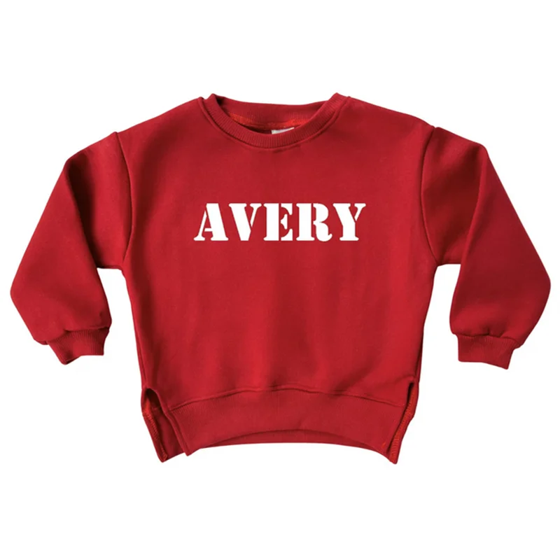 Gepersonaliseerde Crewneck Sweatshirt Custom Baby Naam Sweatshirt Peuter Zachte Ronde Hals Sweatshirt-Gender Neutraal Met Lange Mouw