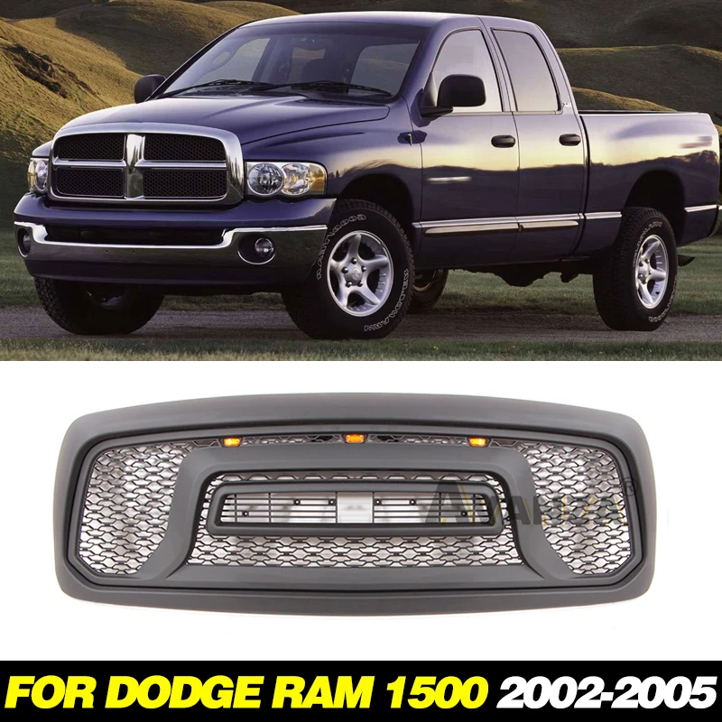 Auto Parts Grill With Led Lights Honeycomb Front Bumper Grille Modification Accessories Decoration For Dodge RAM1500 2002-2005