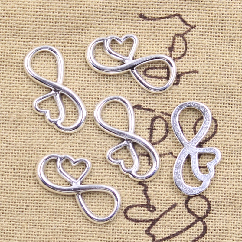 30pcs Charms Heart Infinity Link Connector 22x12mm Antique Silver Color Pendants DIY Making Findings Handmade Tibetan Jewelry