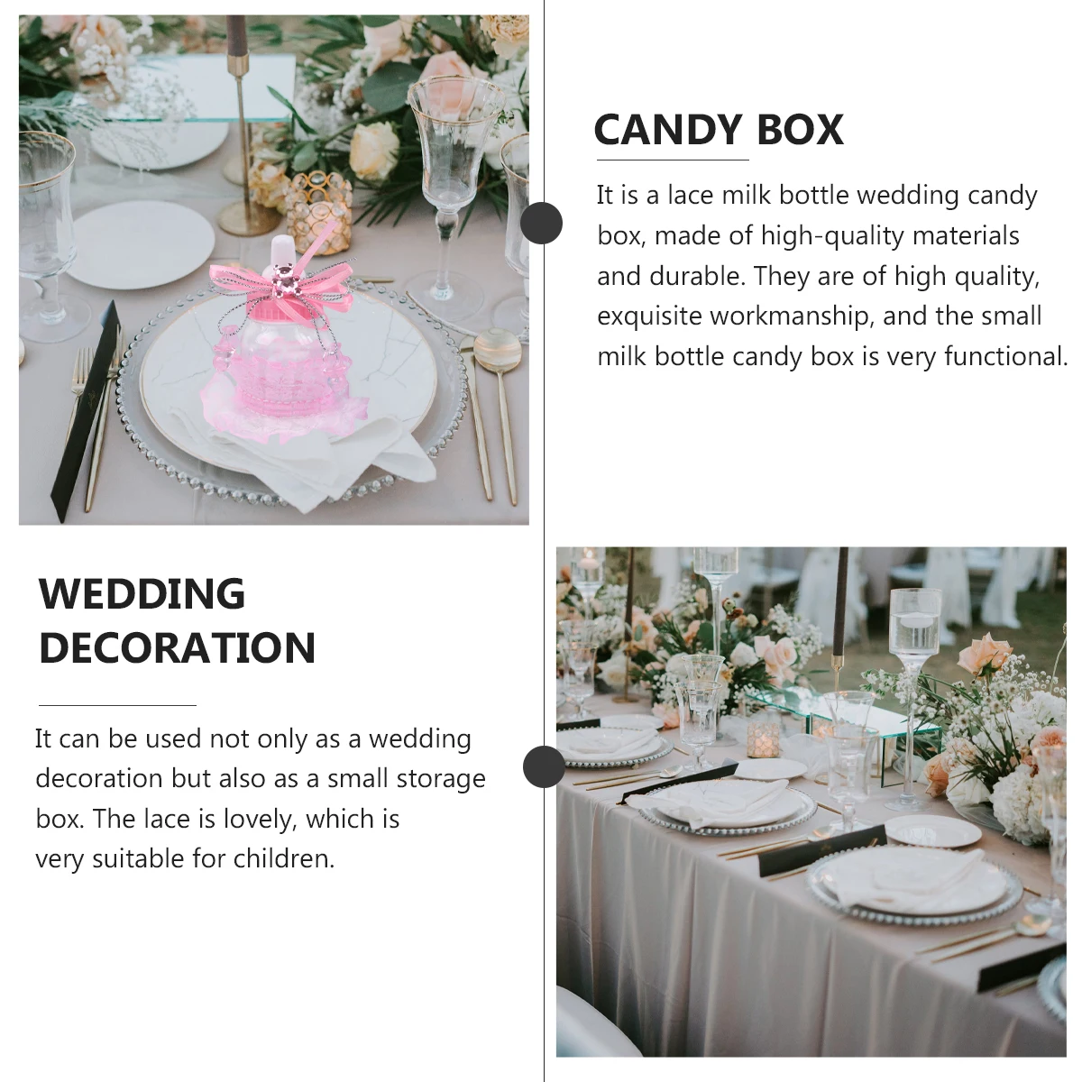 

24 Pcs Milk Bottle C Transparent Plastic Holder Pink Storage Decor Nursing Shape Wedding Party Gift Packaging
